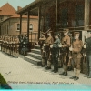 <p>Postcard view of the Guardhouse (Building 56) and one of the barracks (Building 55), circa 1910.</p>